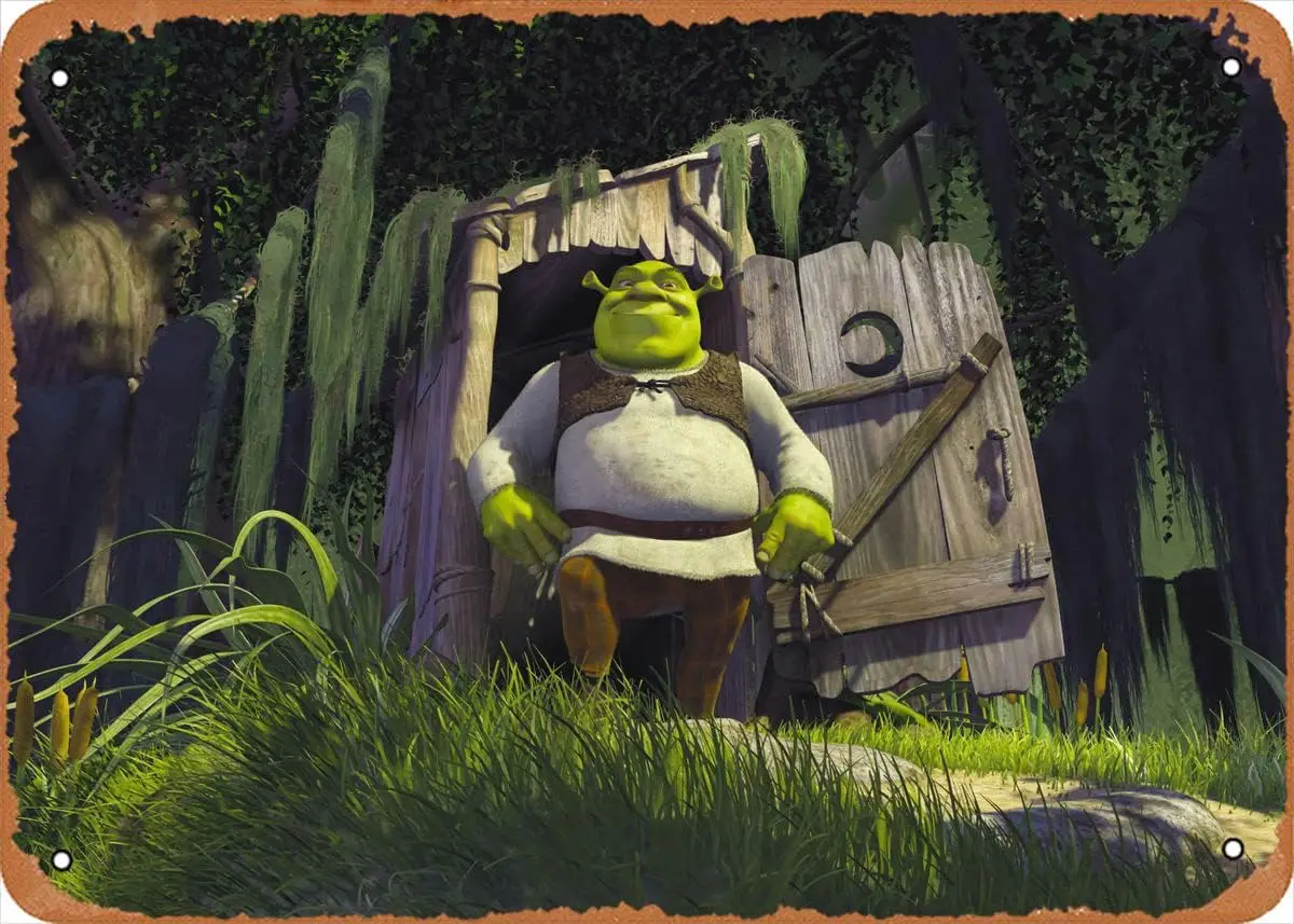 Muecddoa - Póster de película, cartel metálico retro, decoración de pared con diseño de Shrek, cartel decorativo de 12 x 8 pulgadas