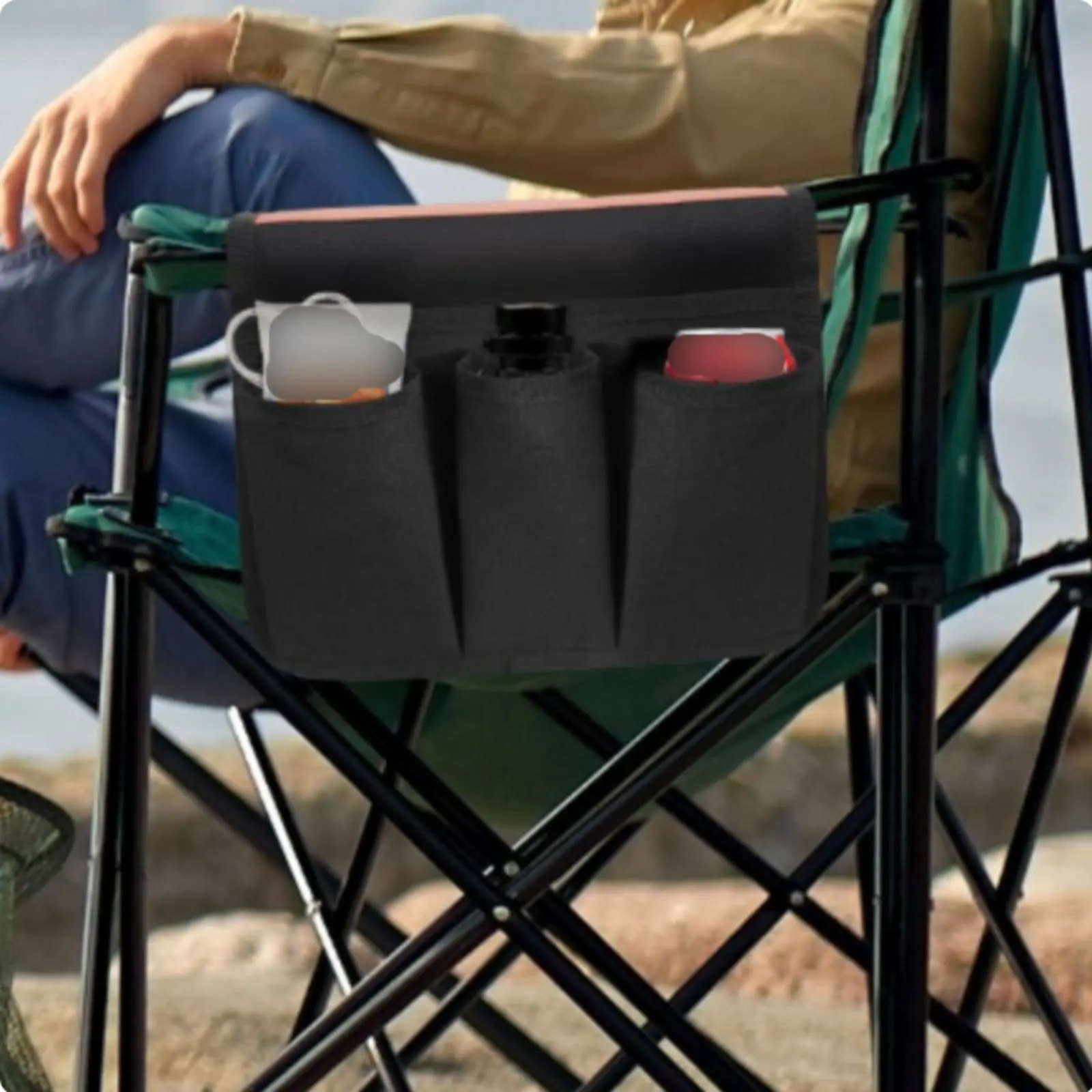 

Chair Armrest Storage Bag Multi-Functional Camping Chair Side Pocket Armchair Hanging Pouch Easy to Install for Fishing