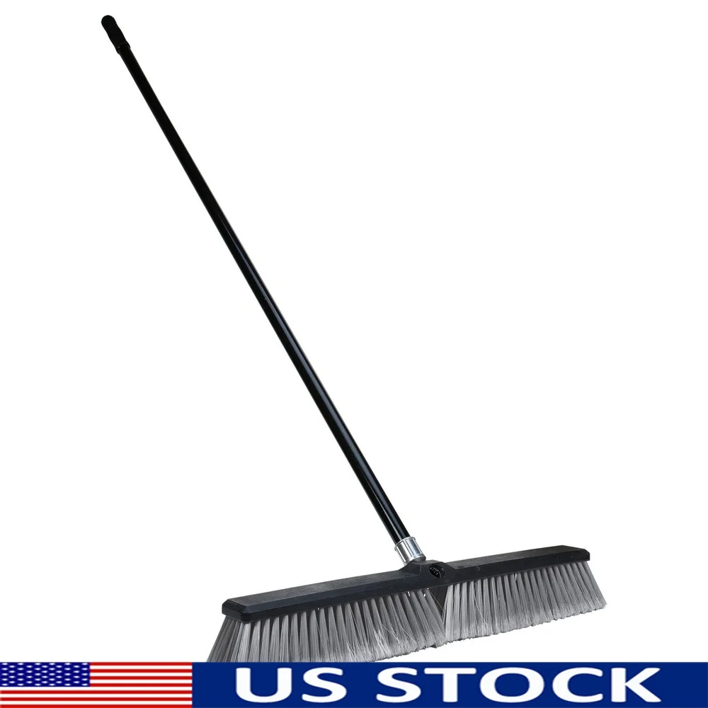 

24-дюймовая цеповая метла со стальной ручкой, полипропиленовая щетина, гаражная бетонная кладка, прочный инструмент для чистки, 60-дюймовая длинная ручка