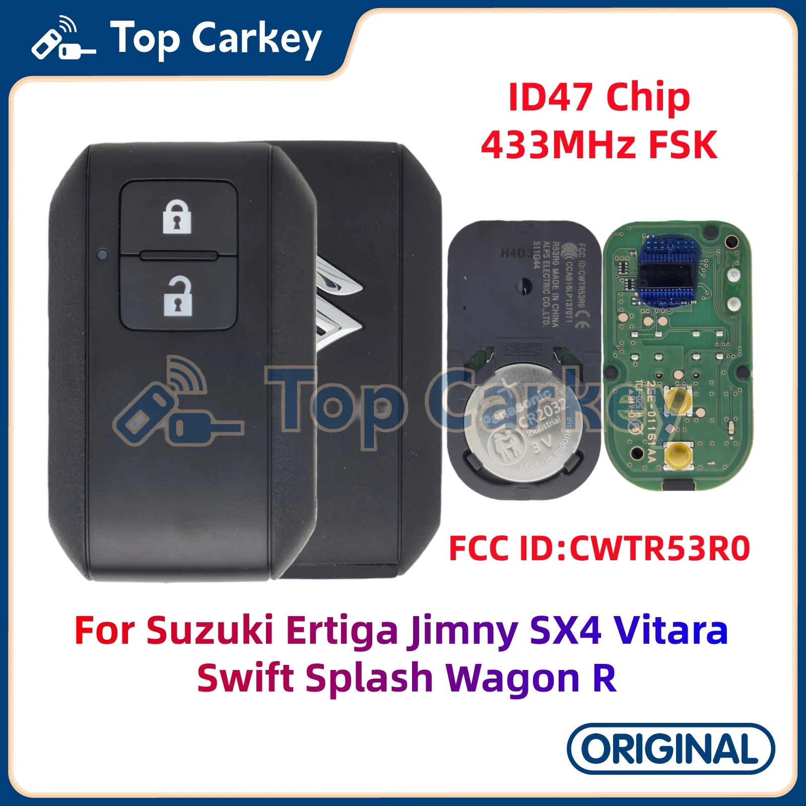 

TopCarkey FCCID: CWTR53R0 оригинальный смарт-ключ ID47 чип 433 МГц для Suzuki Ertiga Jimny SX4 Vitara Swift Splash Wagon R