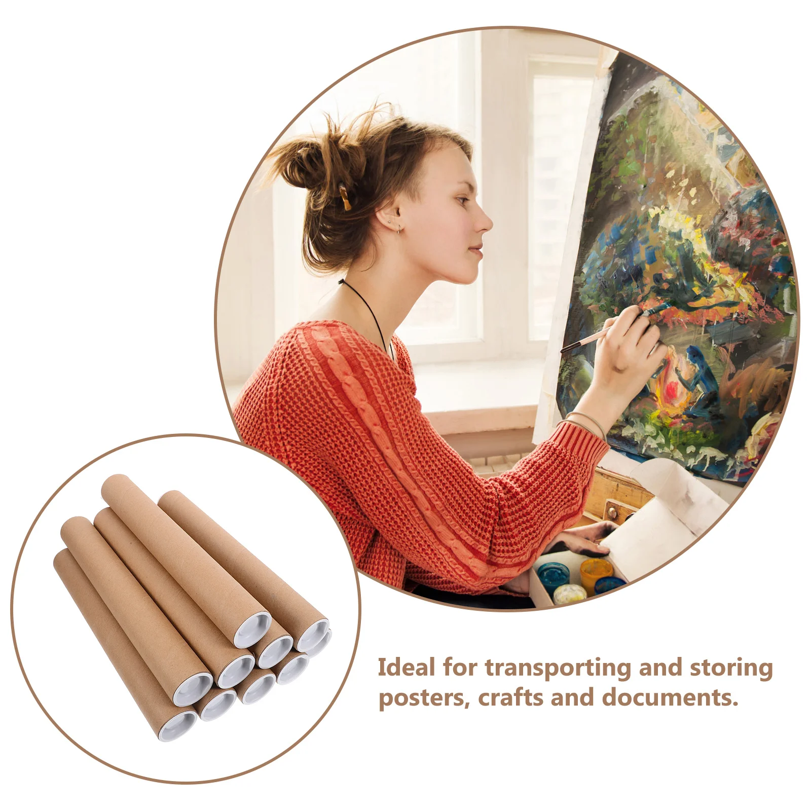 10 قطعة أنابيب بريد من الورق المقوى البني لتخزين الملصقات الفنية وحماية الرسم أنبوب ورقي محمول علبة صياغة قابلة لإعادة الاستخدام