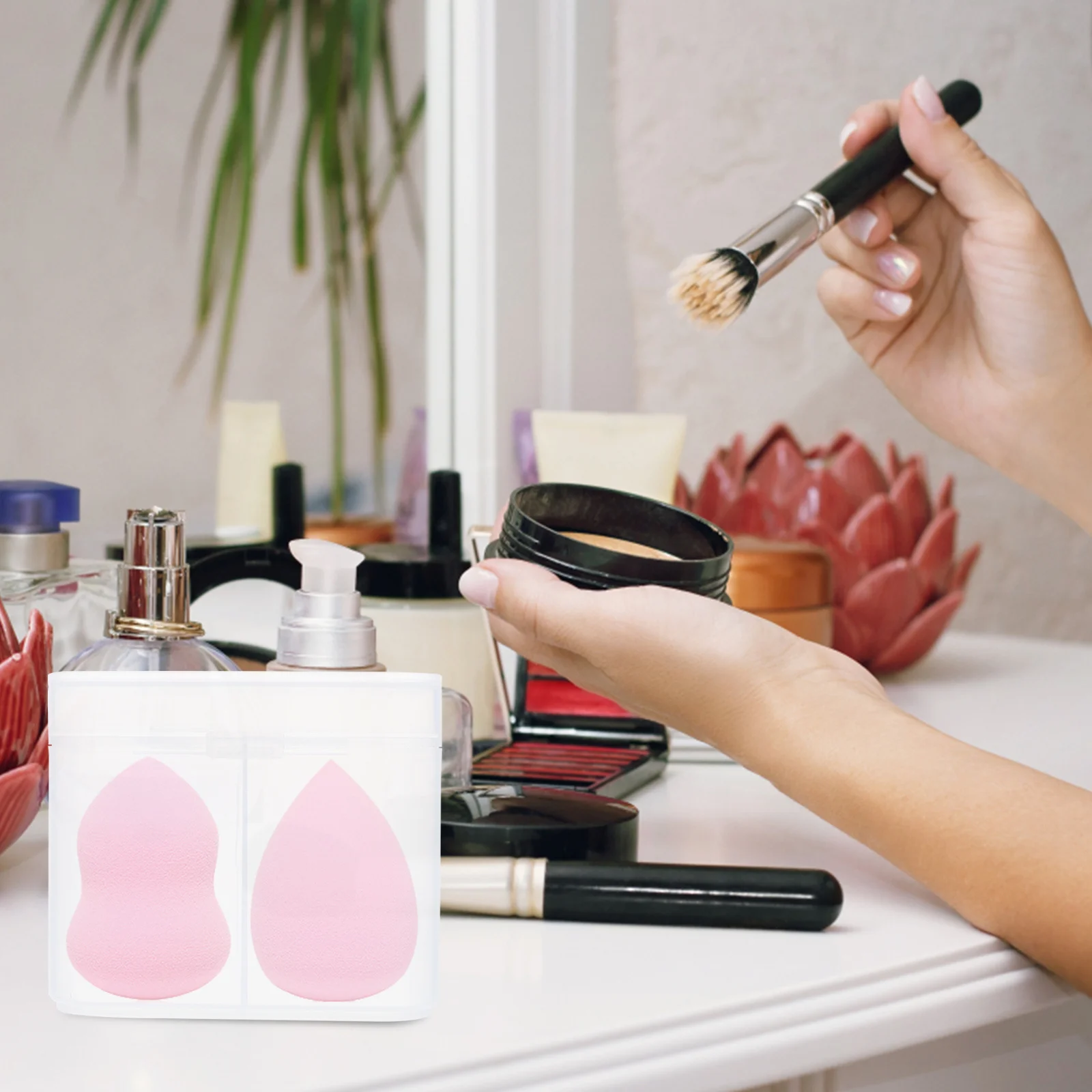 

2Pcs Cotton Swab Holder Storage Case Transparent Desktop Organizer Box Nail Art Manicure Tool Container for Small Items