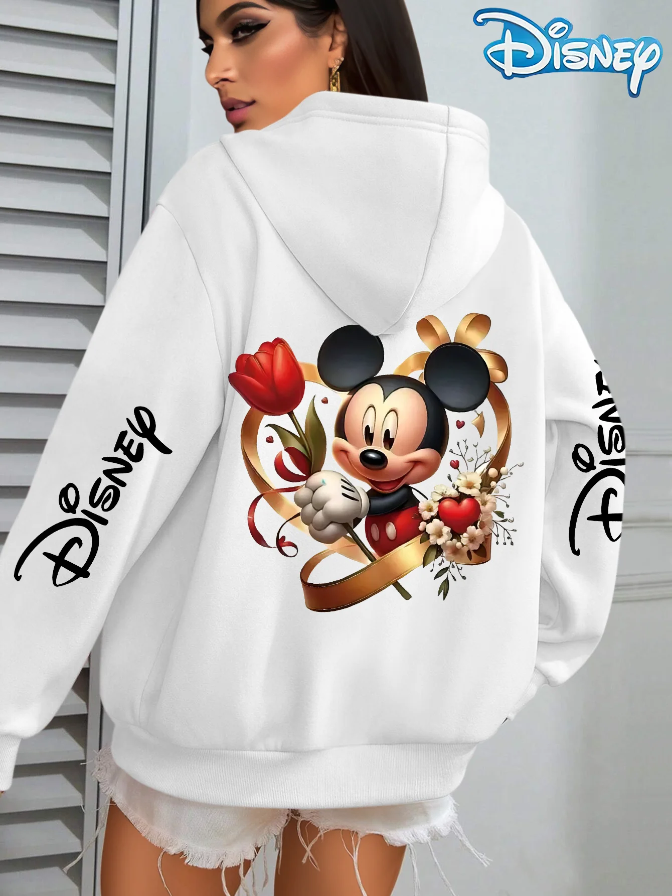 Disney Women Mickey Mouse Hoodie-Unisex Autumn and Winter Fleece Hooded Everyday Outdoors Hoodie for Any Occasion