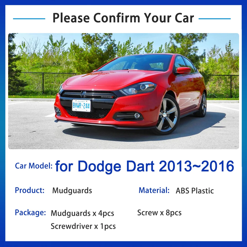 for Dodge Dart Sedan Fiat Viaggio 2013 2014 2015 2016 PF Accessories Mudguards Mud Flaps Anti-splash Front Wheels Fender Mudflap