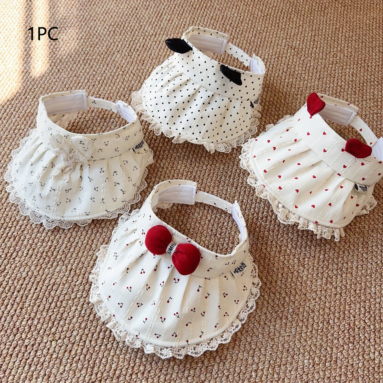 

Children's Sun Hat with Large Brim Summer Outdoor Cap Baby Sun Protection Sweet INS Girl's Hat with Lace Edge No Top Sunshade