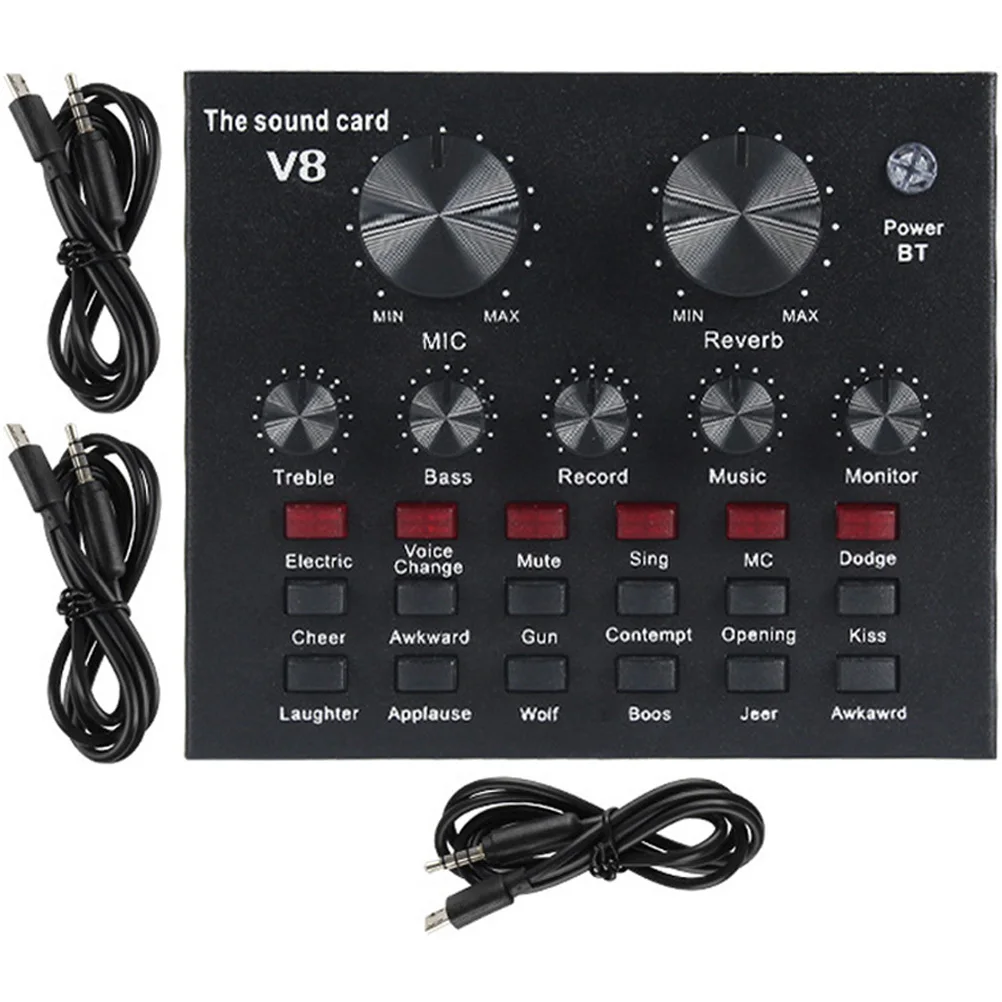

1 Set Professional Live Sound Card With Noise Reduction, Adjustable Reverb Bass, For Singing, Recording, Podcast, Ktv, Dj Mixer,