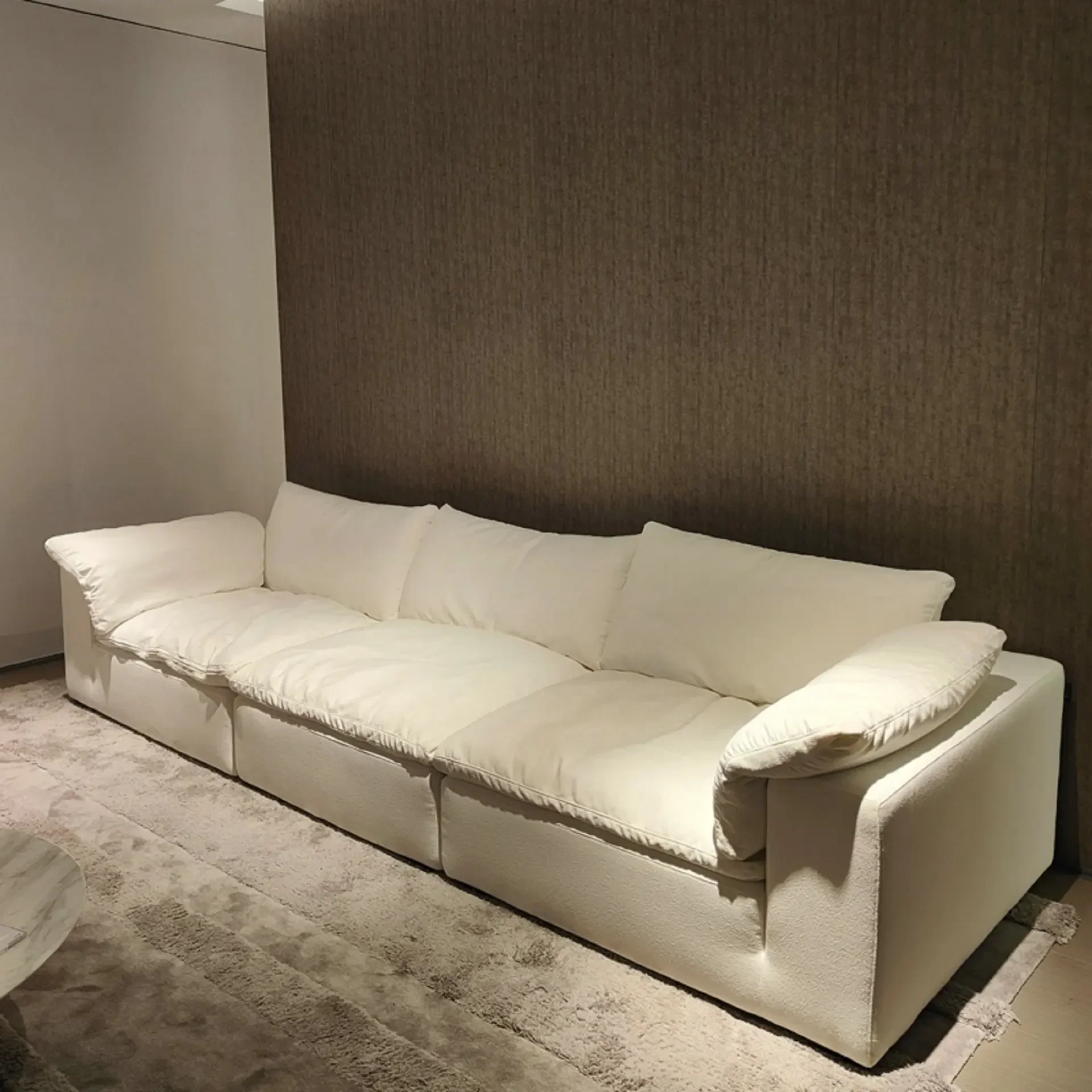 

JC White Cream Wind Cloud Fabric Cotton Linen Living Room Cloud Feeling Super Modern Simple Straight Row