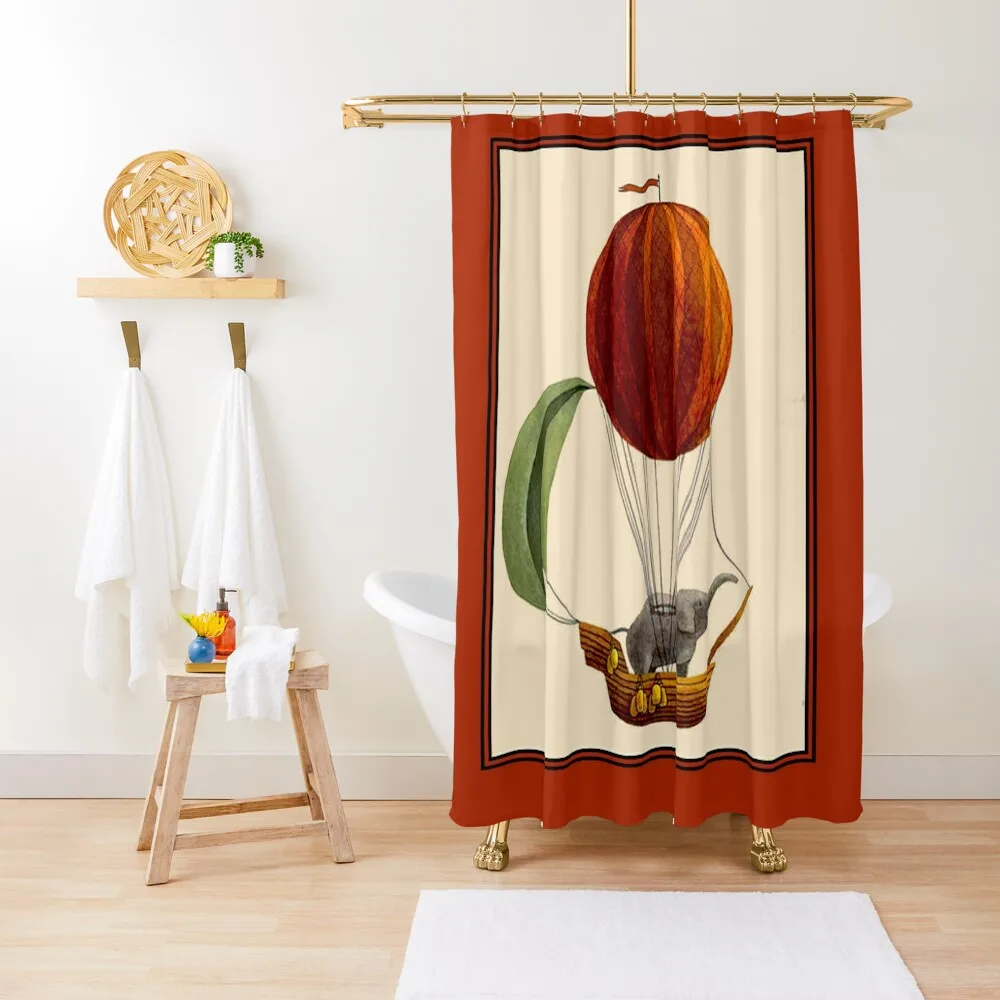 

ELEPHANT : In a Ship Sailing Under A Balloon Abstract Print Shower Curtain In The Bathroom Bathroom And Shower Products Curtain