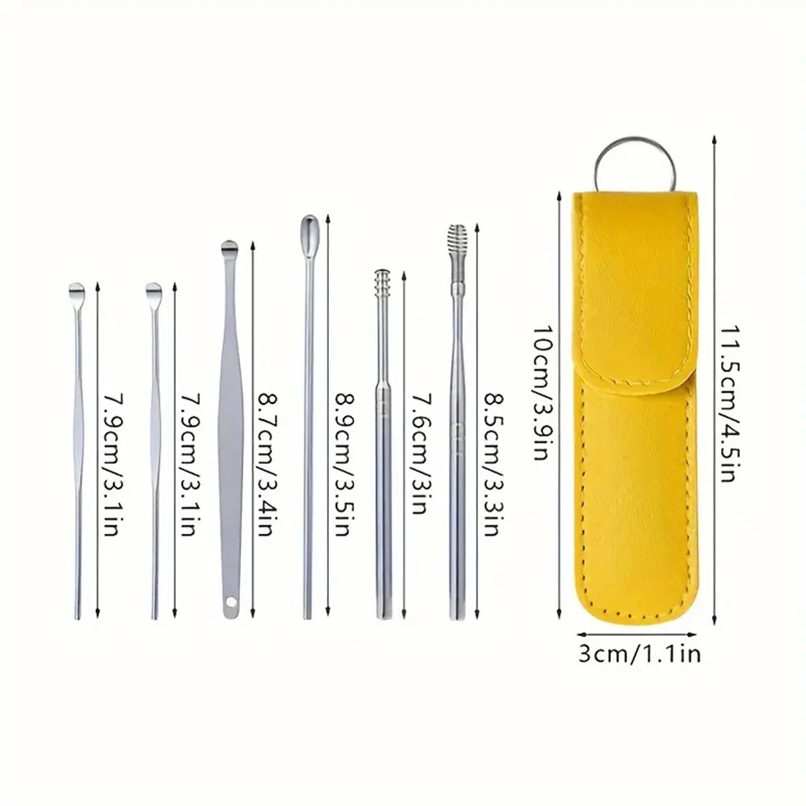 6Pcs Ear Cleaner Wax Pickers Earpick Wax Remover Curette Ear Pick Cleaner Kit Spoon Care Ear Clean Tool