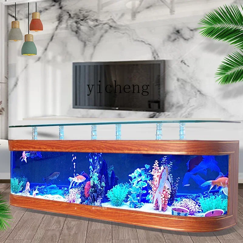 DSA  aquarium European double round TV cabinet fish tank large household living room free of water change