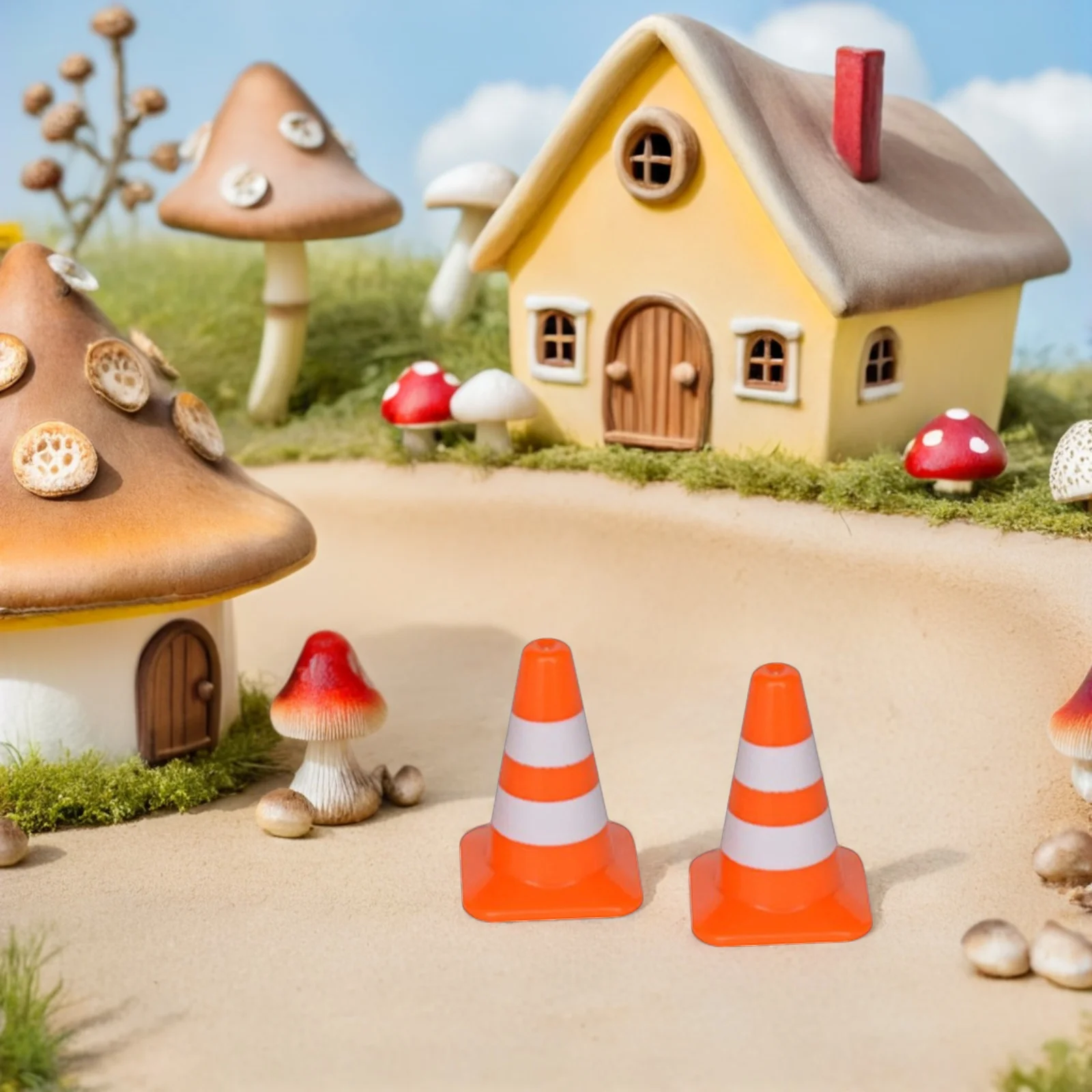 

60pcs Children'S Traffic Sign Miniature Roadblock Safety Cones For Pretend Play Educational Role Playing Scene Simulation