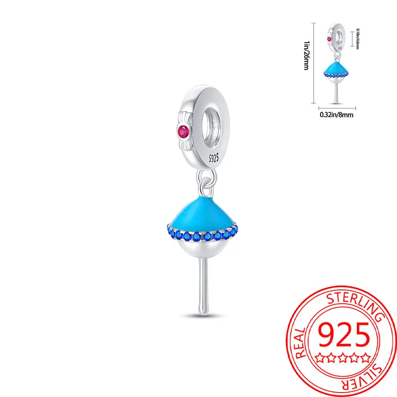 

Original 925 Sterling Silver Charms Luxury Blue Lollipop Pendant Beads Fit Bracelet Diy Women Making Delicate Gift