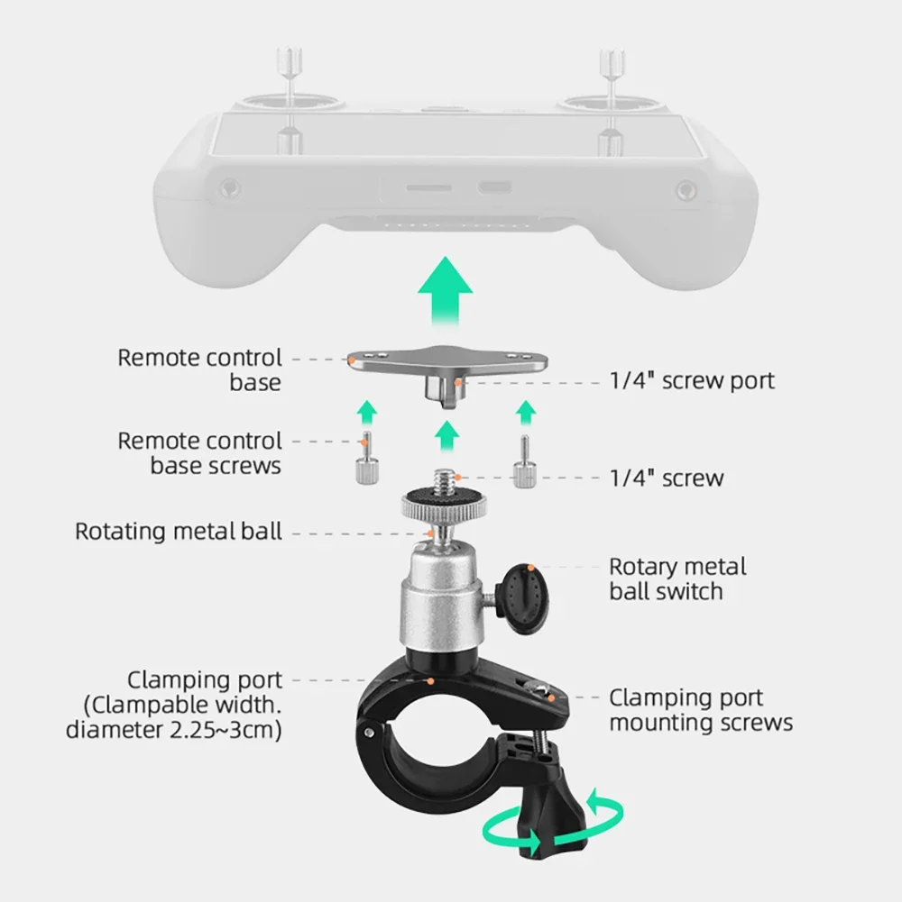 Bike Clip Mount for DJI Mini 4 Pro/Air 3 Drone Bicycle Bracket Holder Fix Clamp Protable Clip for RC 2 Remote Control Accessory