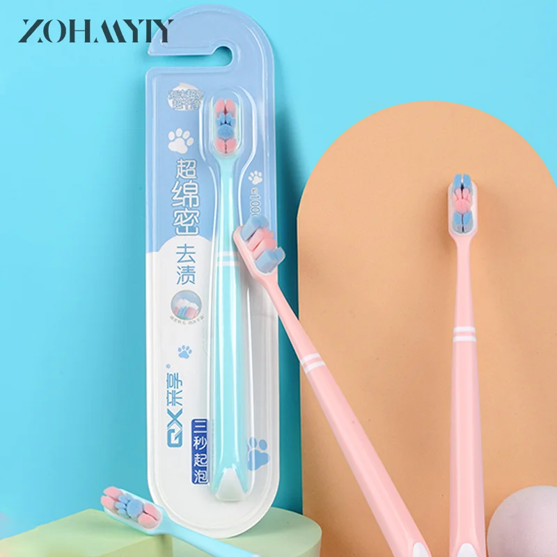 1/2Pcs Cartoon Cat Claw Extra Soft Bristles Toothbrush Couple Adult Soft Hair Toothbrush Family Set