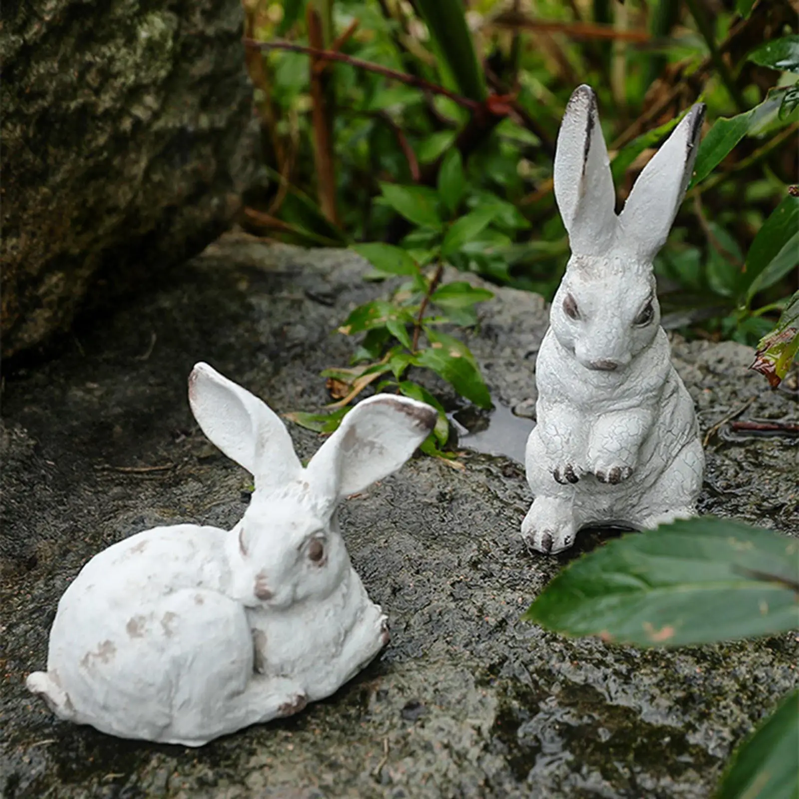 

2 Pieces Bunny Statues Bunny Figurines for Living Room Balcony Bookshelf