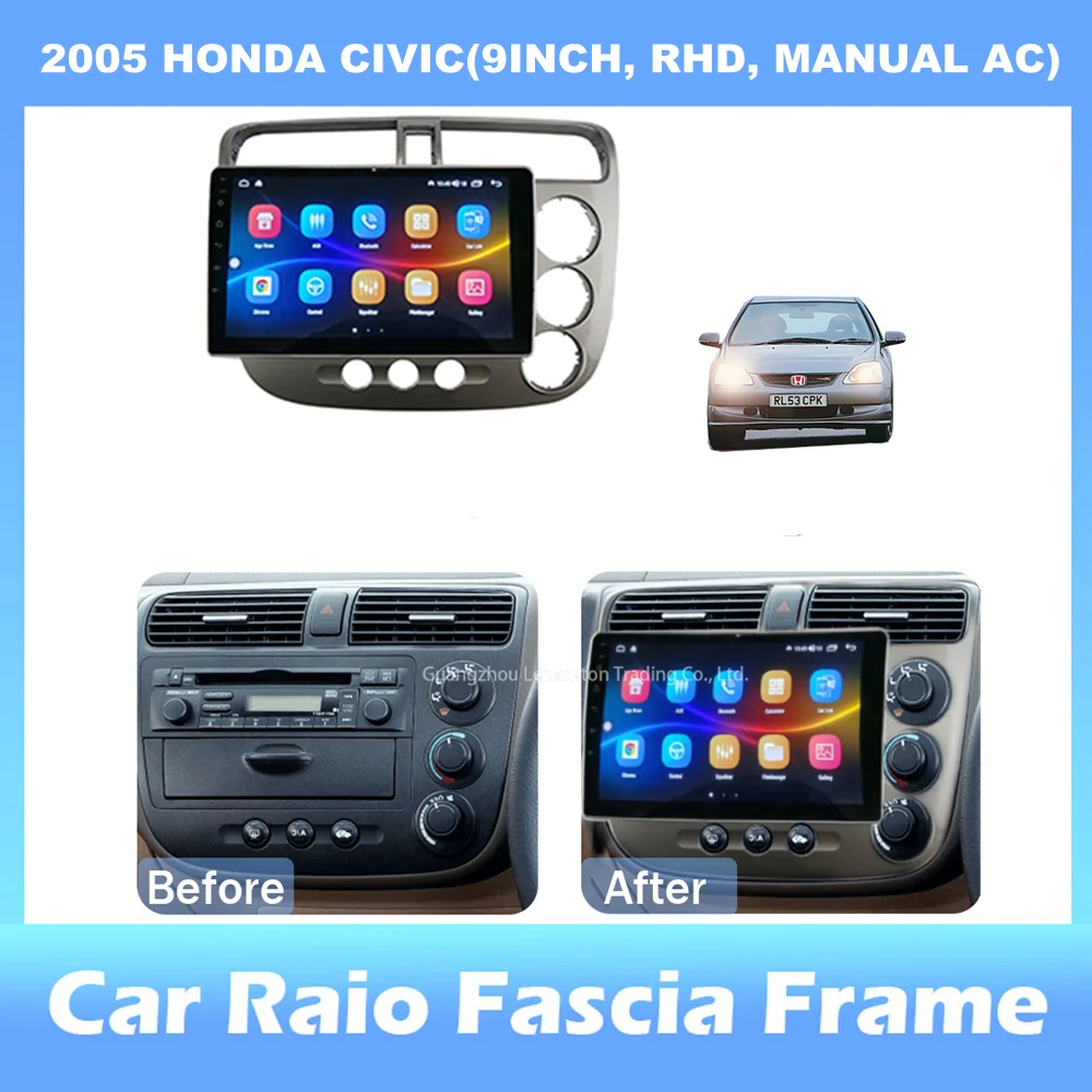 

Панель приборов 9 дюймов 2din для автомобильного радиоприемника HONDA цивик 2005, стерео панель, для автомобильной панели Teyes, с рамкой на два Din, CD, DVD