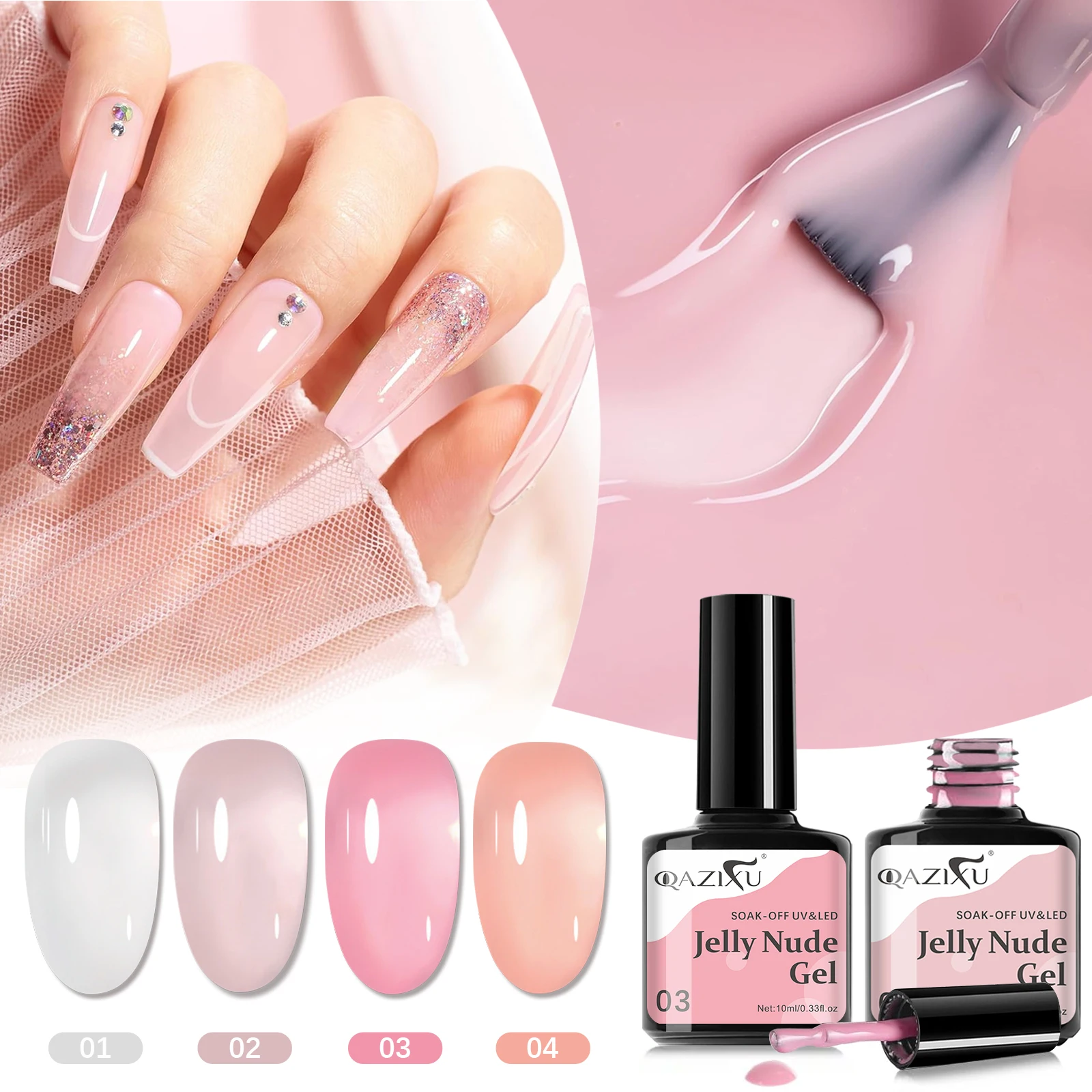 

1-4Pcs Pink Color Nail Art Ice Transparent Bare Color Nail Enamel New Net Red Popular White Gel Nail Polish Gift For Women