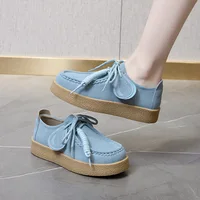 Women Loafers Platform Suede Genuine Leather 2026 New British Style Lace-Up Student Shoes Women Large Size Classic Shoes Ladies - Image 5