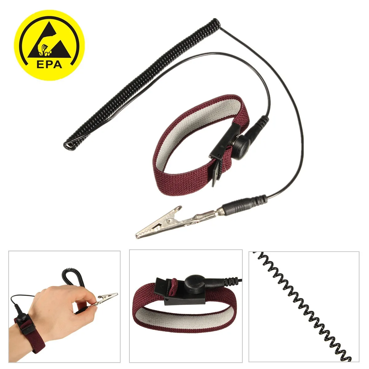 

6 Feet Anti-static Bracelet Antistatic Wrist Strap Anti-ESD Chain Bracelet Hand Chain ESD Grounding Wristband Static-Release Wri
