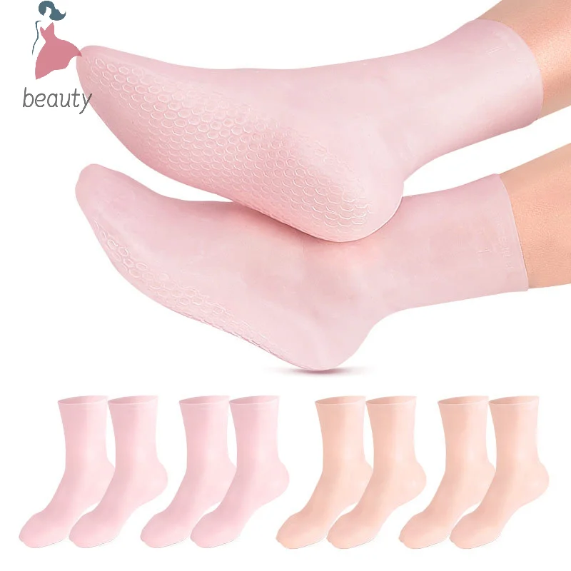 Calcetines largos de Gel para el cuidado de los pies, calcetines hidratantes de Gel de silicona, protectores de manos para el cuidado de la piel del pie, antigrietas, uso doméstico en Spa, 1 par