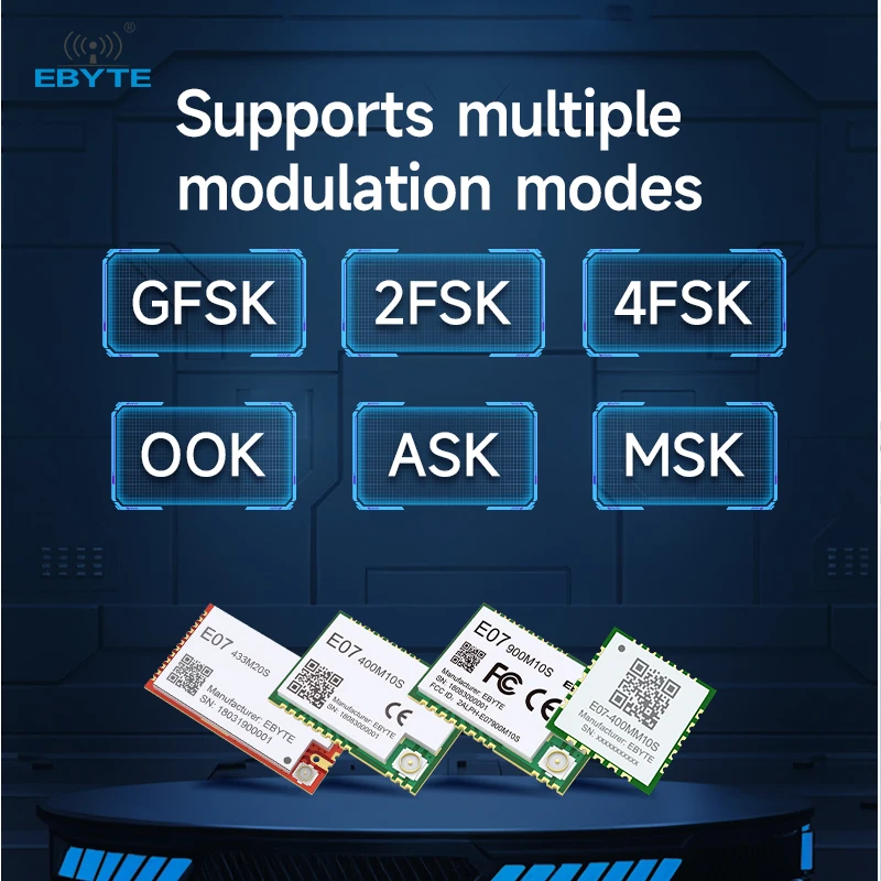 CC1101 Wireless RF Module 433Mhz E07 Module Stamp Hole Antenna Long Range 1.5km SMD Package SPI Wireless Module