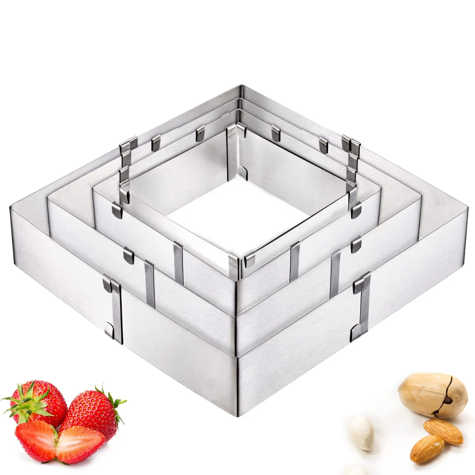 Stainless Steel Adjustable Cake Mold Square Shape Mousse Cheesecake Baking Mould Nonstick Cake Cutter Dessert Pastry Baking Tool