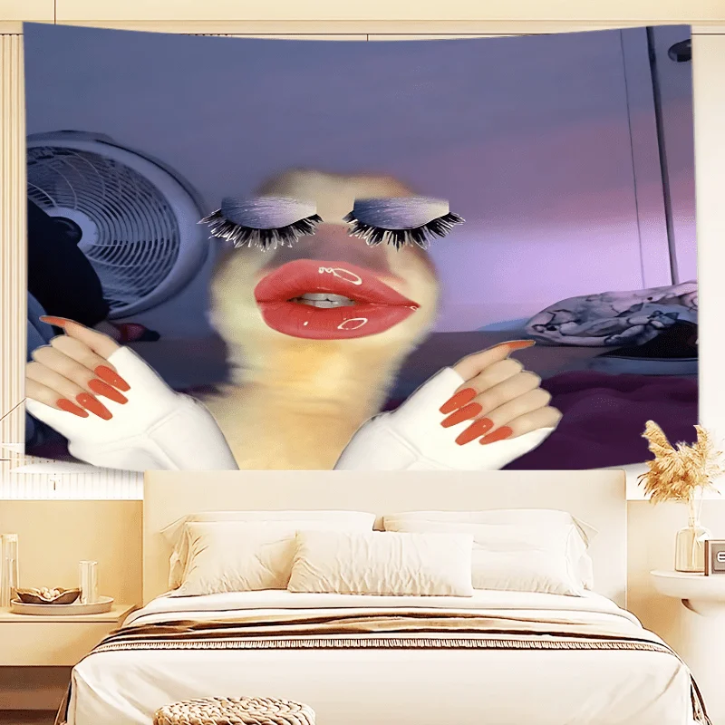 Extra Large Funny Duck Makeup Meme Tapestry Quirky Art Wall Hanging for Home Dorm Decor Photography Backdrop Unique Gift for Fri