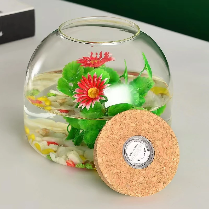 

Space Eco Glass Bottle with Light Wood Stopper Storage Volcano Planting Hydroponics Succulent ature Lacape Eco Aquarium