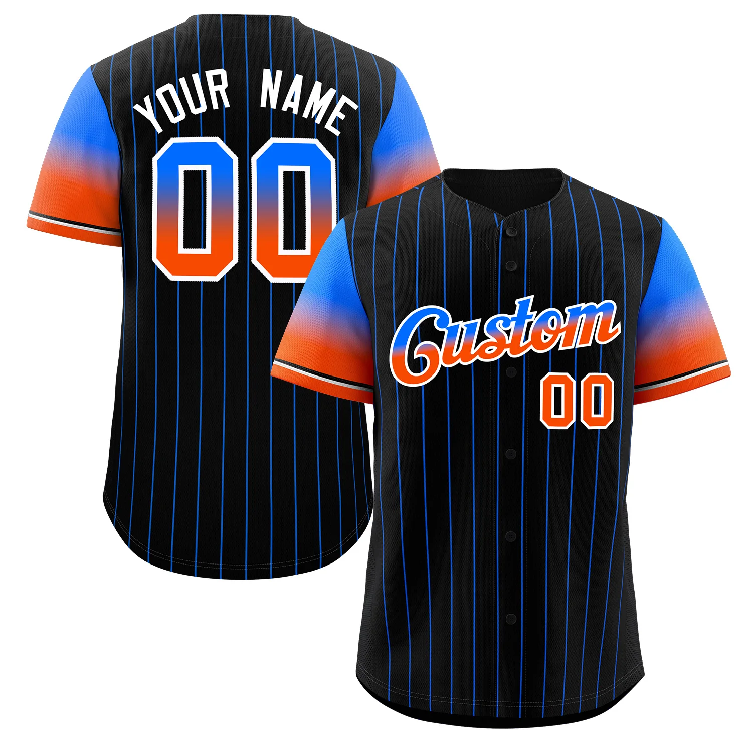 Personalzied Baseball Jersey Gradient Pinstripe Printed Team Name Number Men Women Kids Shirt