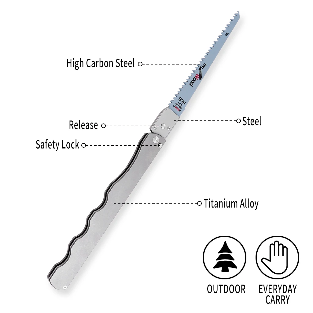 Custom Utility Titanium Outdoor Folding Pruning Knife Easy Operation EDC Outdoor Hunting Knife Wood Working Garden Knife