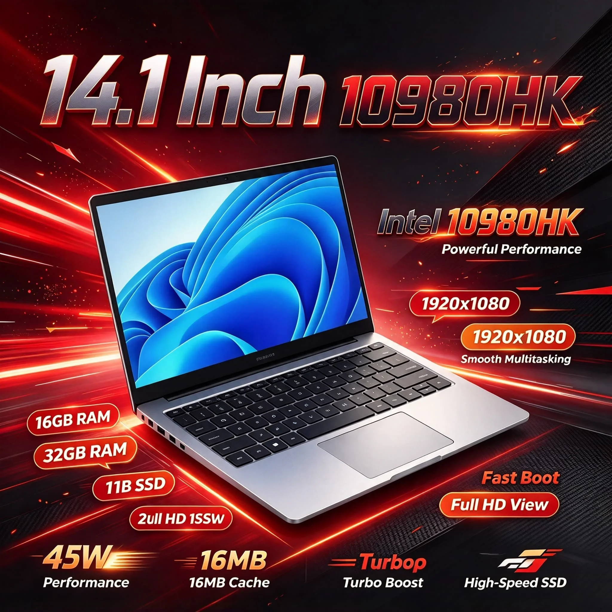 2026 New Intel Core i9 10980HK 14.1 Inch Windows Gaming Notebook 16GB RAM 1TB 2TB SSD 1920x1080 HD Laptop Gamer Max  Ultra