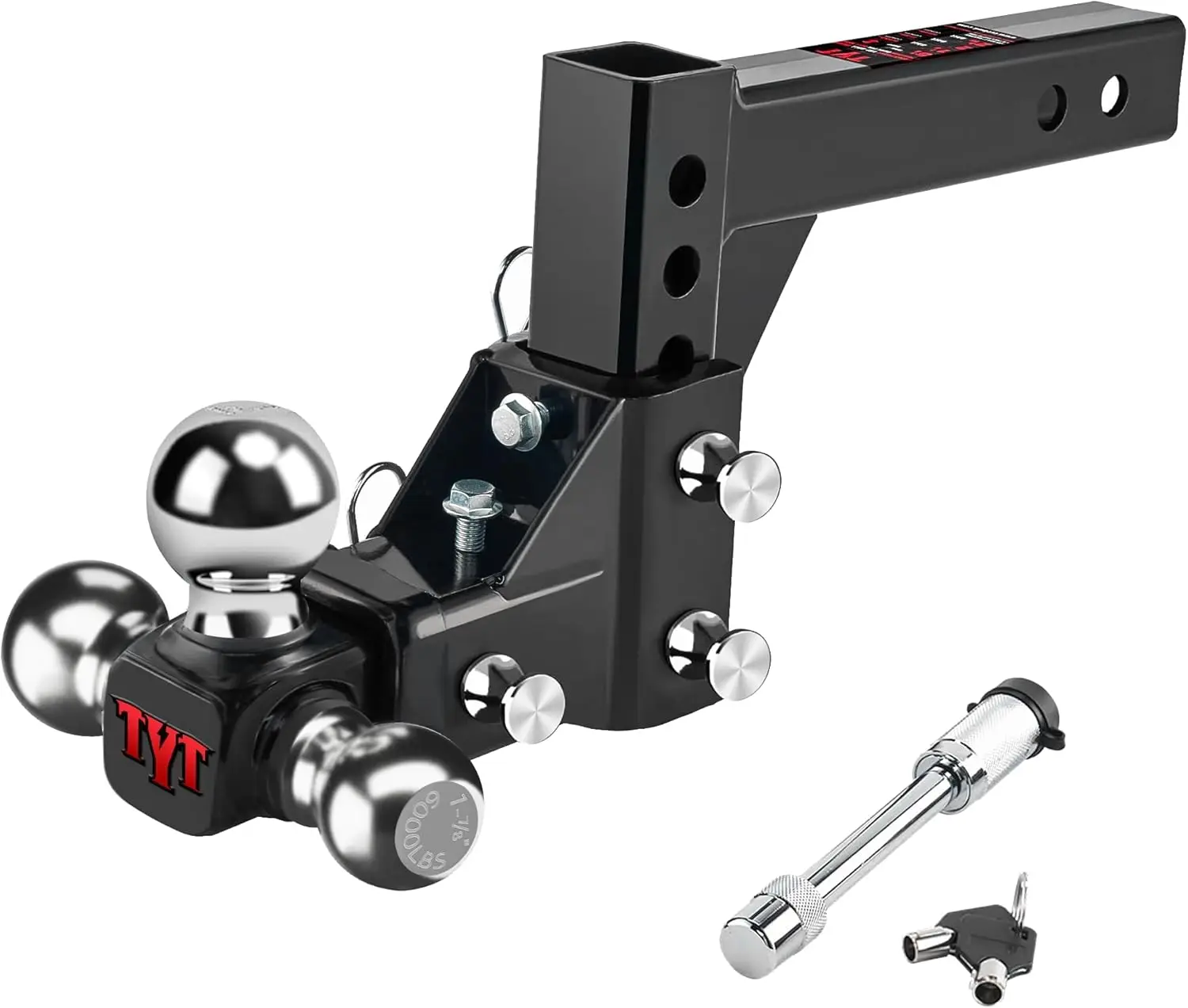 

Adjustable Trailer Hitch Ball Mount, Tri-Ball (1-7/8'' X 2'' X 2-5/16''), Fits 2'' Receiver, 5'' Rise/Drop Hitch, Heavy-Duty for