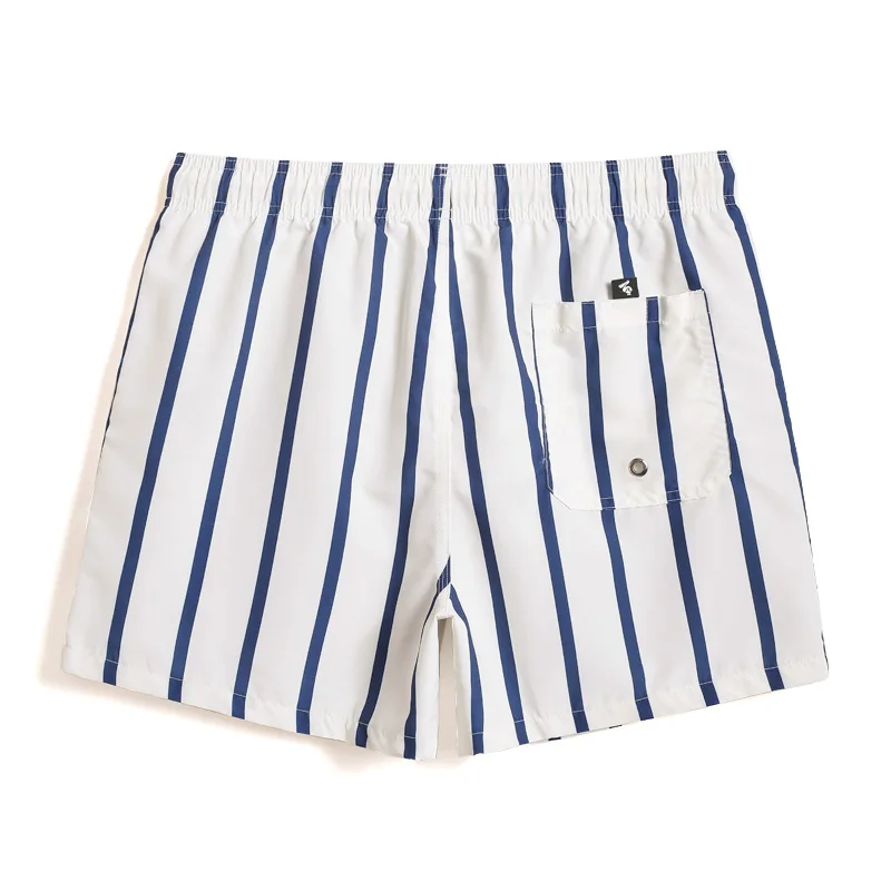 Summer beach fully lined beach shorts for men, quick-dry, loose, water-resistant, striped swim trunks for water park