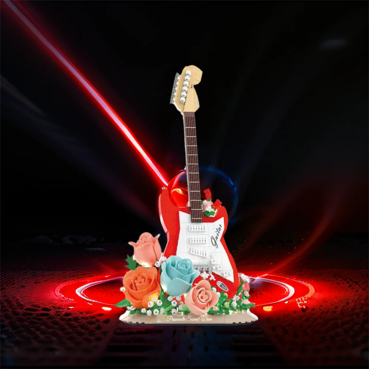 Idea Music Flower Movement Mini Block Musical Instruments Electric Guitar Construction Building Bricks With Light Toy Desk Decor