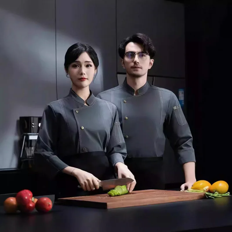 

Chef's long-sleeved autumn workwear for kitchens, cafeterias, restaurants, and hotels, suitable for both men and women, as well