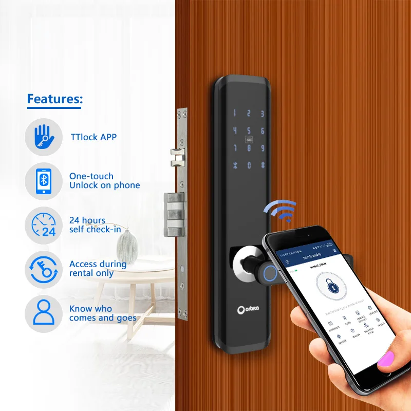 P7020 TTLock Keypad Smart Mobilephone App Villa Home Apartment Wifi Digital Biometric Fingerprint Door Locks