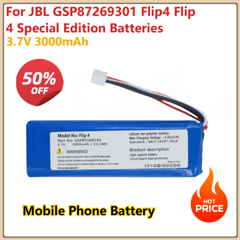 

Replacement Digital Battery 3.7V 3000mah for JBL GSP87269301 Flip4 Flip 4 Special Edition Batteries