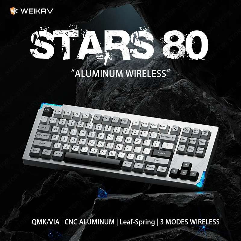 Weikav Stars80 Wireless Aluminum Custom Mechanical Keyboard Kit Gaming Bluetooth Wired QMK VIA  RGB Hotswap Non-contact Keyboard