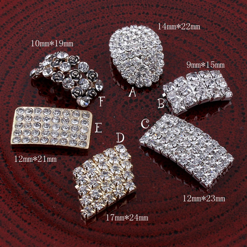 10pcs/lot Newborn Rectangle Metal Flatback Crystal Button For Craft Bling Alloy Rhinestone Button for Grils Hair Accessories