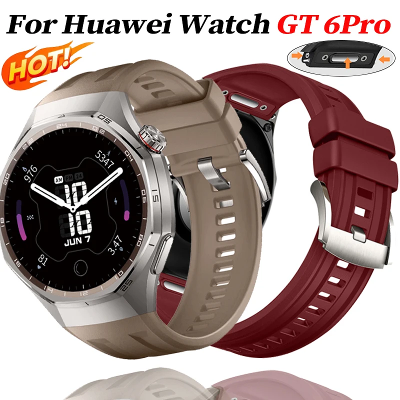 

Silicone Leather Strap for Huawei Watch 6Pro 46mm No Gaps Rubber Band for Huawei Watch GT6Pro Bottom Quick Release Band