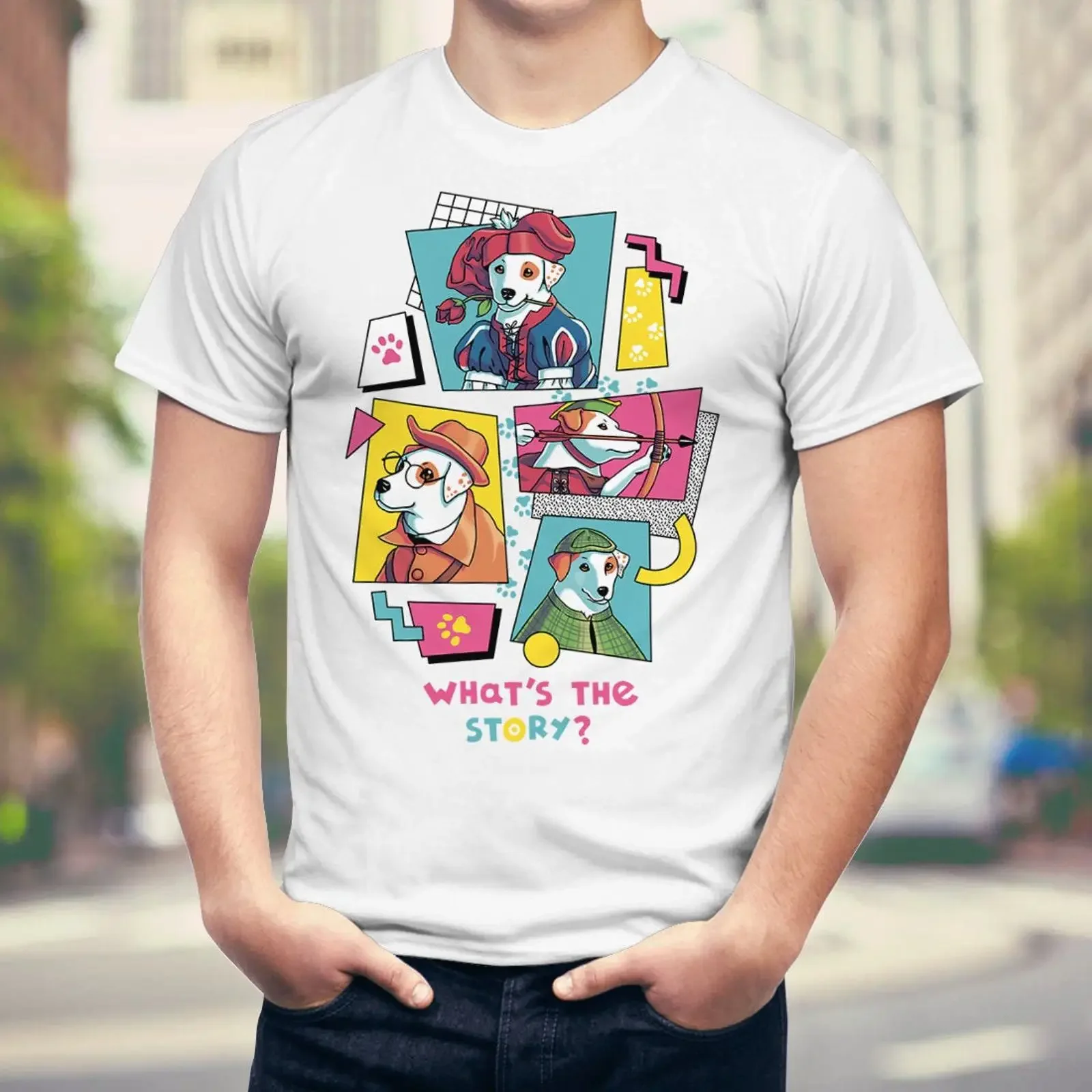 What's the Story Wishbone Kids Tv Show 90s Style Nostalgia Millenial Jack Russell Dog vintage Washed Slightly Breathable
