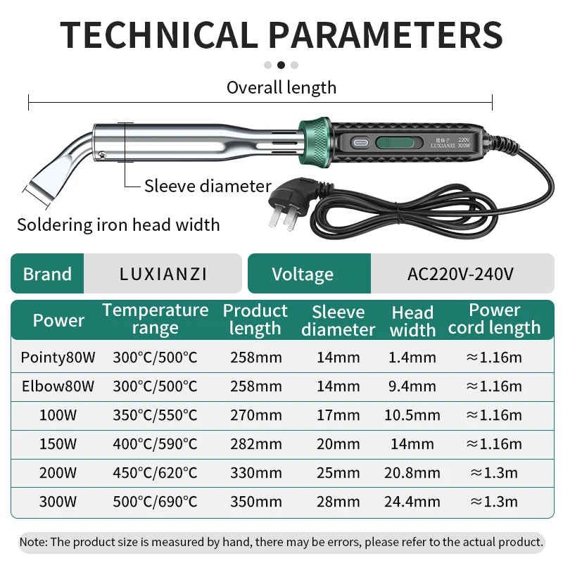 LUXIANIZI-Ferro de Solda Elétrico de Alta Potência com Luz Indicadora, Ferramenta de Solda Inteligente, Aquecimento Rápido, Temperatura Ajustável,