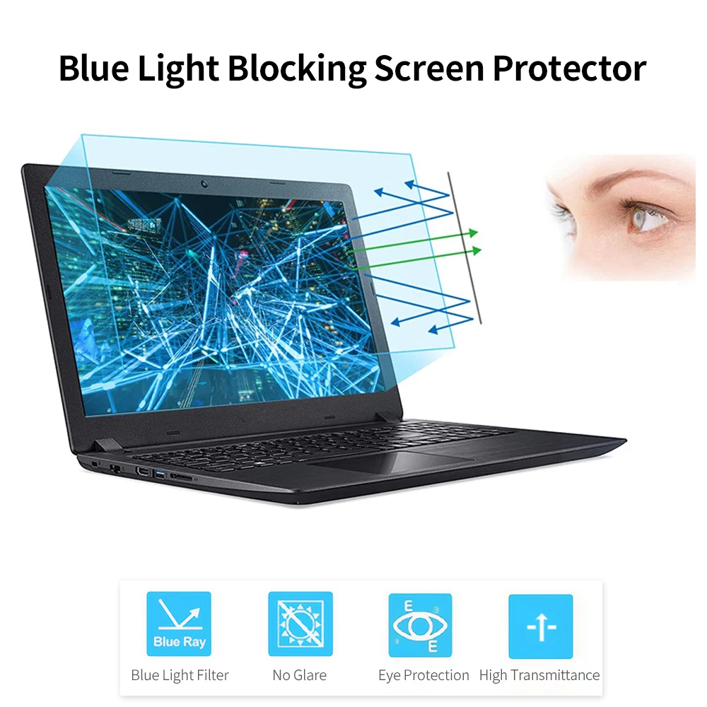 Blue Light Blocking Screen Protector High Transmittance/Anti UV&Glare Blue Light Filter for 14'' 15.6