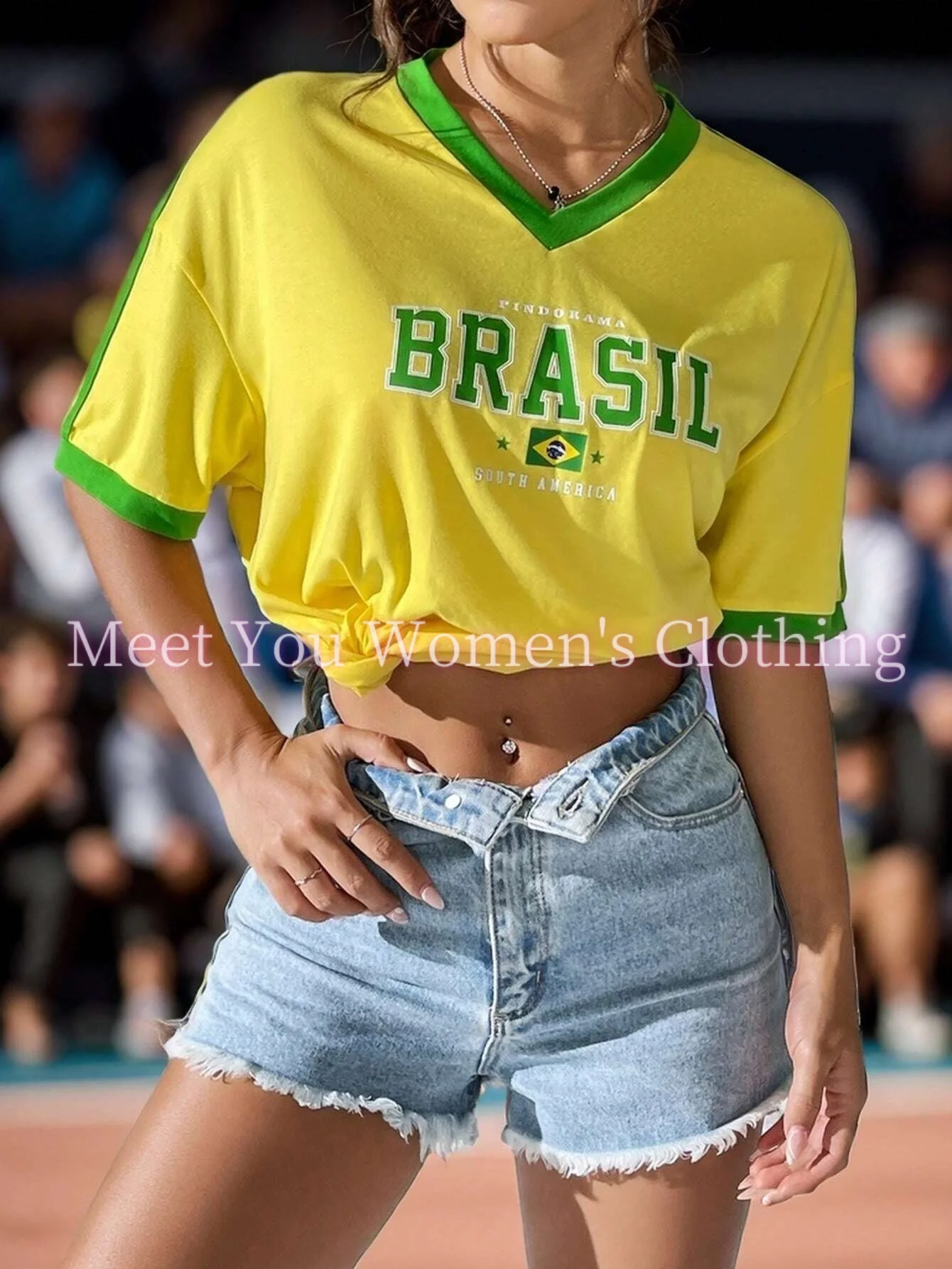 

Brazil Flag Print Casual T-Shirts Gothic T Shirt Short Sleeve BRAZIL print T shirt Female Creativity Street V-Neck T-Shirt