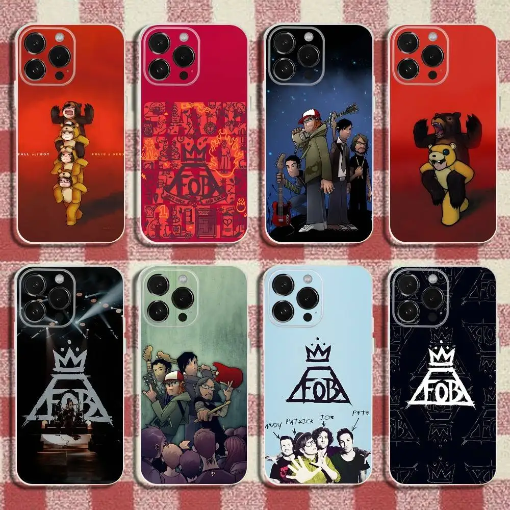 

F-Fall Out Boy Band Phone Case For iPhone 16,15,14,13,12,11 Pro,Max,Plus,X,XS,XR,SE,Mini Transparent Silicone Soft