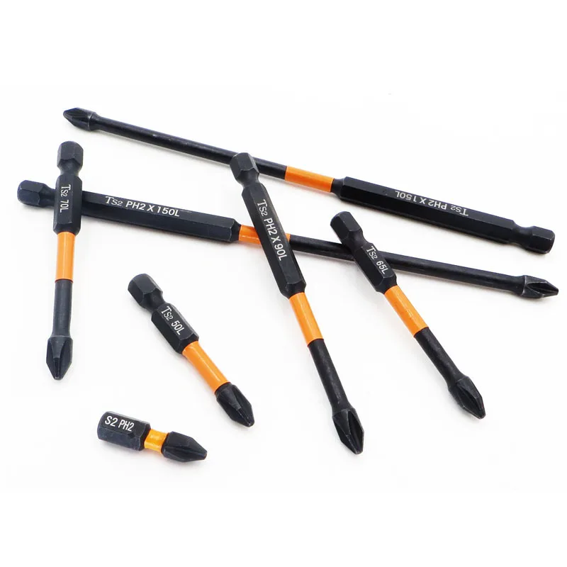 LIXIU screwdriver bit set Non-Slip S2 strong magnetic impact Phillips bit Screw Non-slip Cross Screwdriver 25-150mm