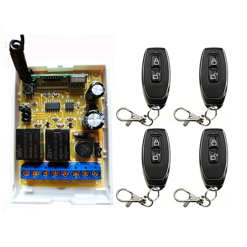 

DC12V DC24V 2CH RF беспроводной пульт дистанционного управления телепереключатель с металлическим передатчиком света/лампа/окно/гаражные ворота