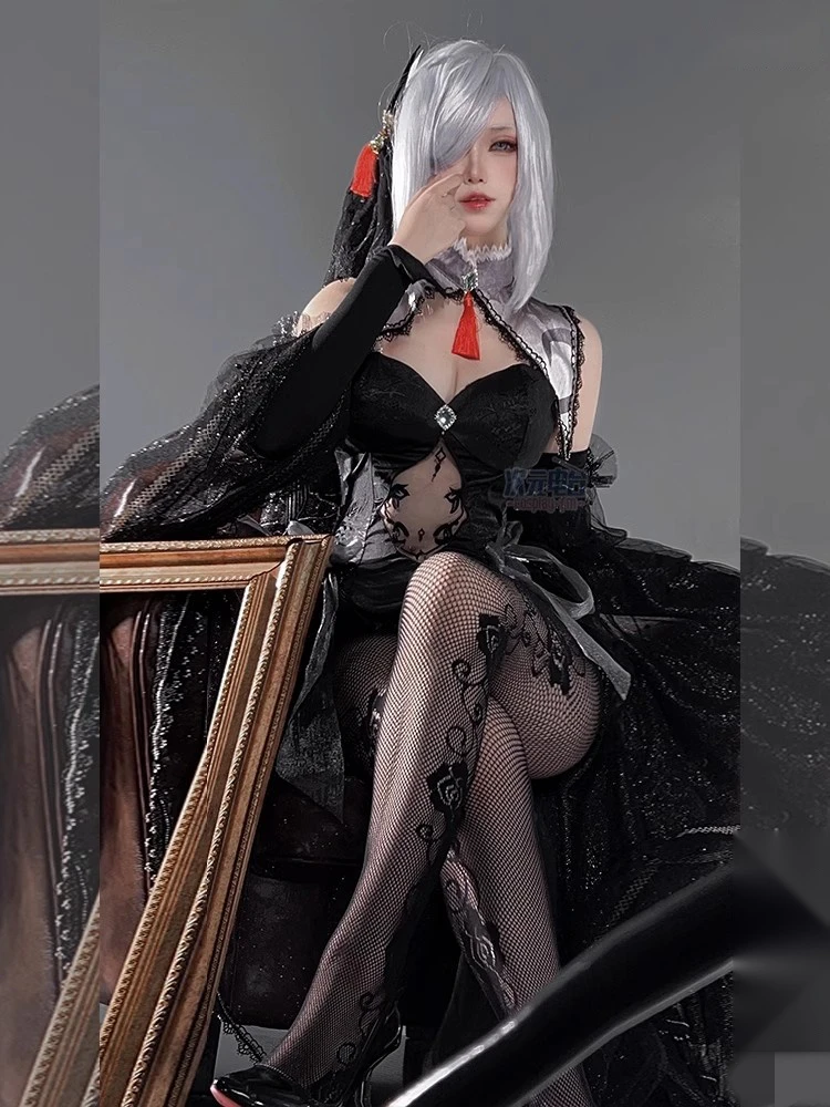 Anime Game GENSHIN IMPACT Cosplay Qipao Shenhe Doujin Sexy Wedding Dresses Cheongsam Headwear Socks Black Lace Skirt Costumes