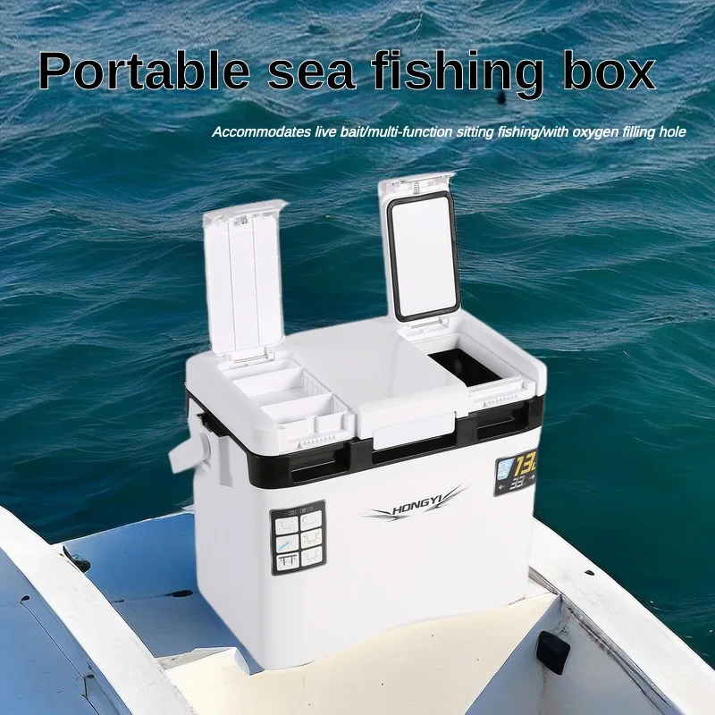 ポータブル屋外クーラーボックス13l軽量小型断熱酸素穴鮮度の維持釣り