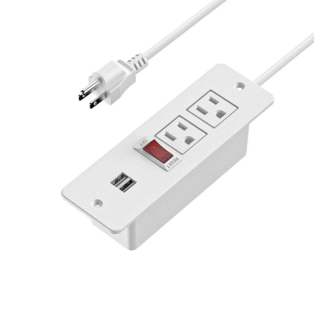 

Furniture Embedded Power Socket 2 AC Outlets and USB 5V 2.1A Ports with On/Off Switch for Conference Table Sofa and Bed